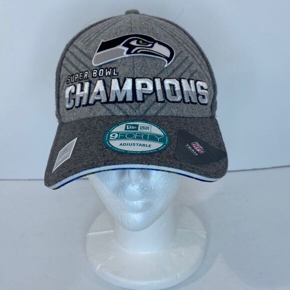 SeattleSeahawks NFL 2014 Super Bowl XLVIII Champions Trophy Gray/Silver Hat NWOT - Picture 1 of 10